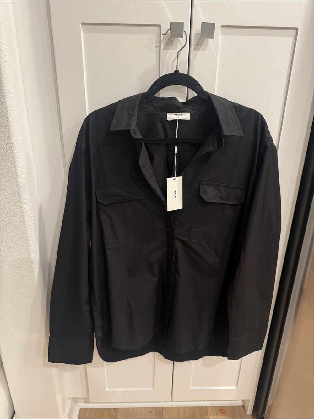 Mikoh Black Button-Front Utility Shirt Jacket Cover up